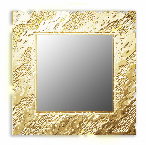 зеркало золотое квадратное 99х99 см с декором reef в Набережных Челнах