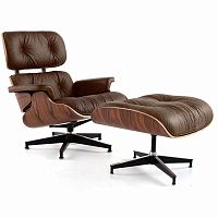 кресло eames style lounge chair & ottoman premium коричневое в Набережных Челнах