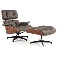 кресло eames style lounge chair кожа коричневое в Набережных Челнах