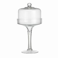 подсвечник стеклянный средний на ножке с крышкой купол, 33 см в Набережных Челнах