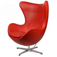 кресло arne jacobsen style egg chair кожа красное в Набережных Челнах