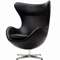 кресло с подлокотниками arne jacobsen style egg chair черное в Набережных Челнах