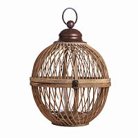 подсвечник-фонарь круглый деревянный большой со стеклом bamboo, 40 см в Набережных Челнах