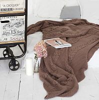 комплект плед с косами (180*220) и 2 наволочки (50*50) св. кофейный в Набережных Челнах