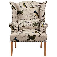 кресло мягкое с ушами quinn tufted armchair бежевое с рисунком в Набережных Челнах